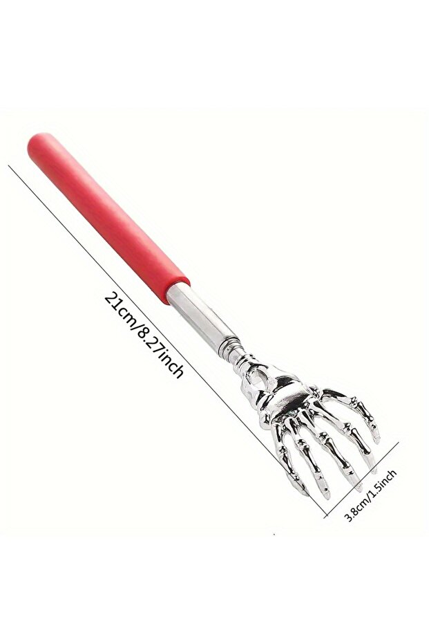 DUTRIEUX GZBQR-HongS Adjustable Stainless Steel Back Scratcher with Retractable Claw for Portable an
