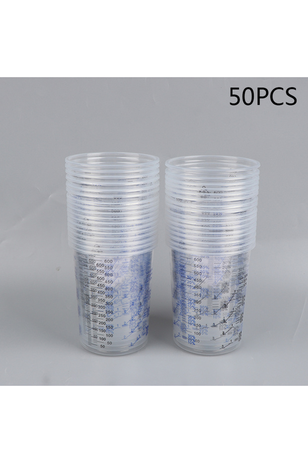 50Pcs 10/50Pcs 600ml Disposable Clear Plastic Paint Mixing Cups Mixing Pot Paint Mixing Calibrated C