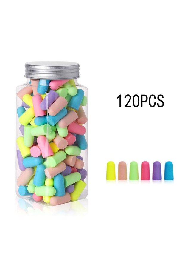 120PCS Multicolor 24/60/120 Pcs Bullet Type Foam Earplugs Anti-Noise Abatement Sleeping Ear Plug Mul