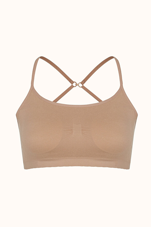 Skin Color Basic Covered Seamless Underwire-Free Bra - 6