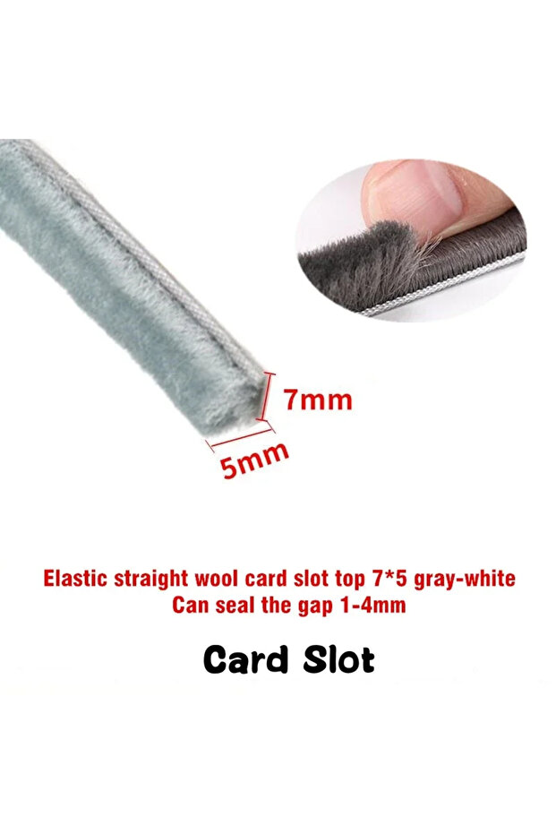 10M Gray-White-7X5 10m/Roll Card Slot Seal Strip Sliding Windows Sash Doors Tape Pile Draught Exclud
