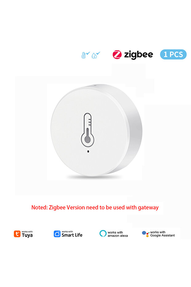 1pc Tuya ZigBee Mini Temperature Humidity Sensor Smart Home Remote Monitor Works with Gateway Alexa