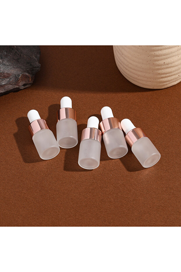 2ml 10pcs Mini Dropper Bottles Glass Empty Essential Oil Aromatherapy Bottles Rose Gold Cap Pipettes