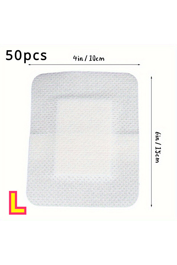 L 50pcs Large Size Hypoallergenic Non-woven Medical Adhesive Wound Dressing Band Aid Bandage Large W