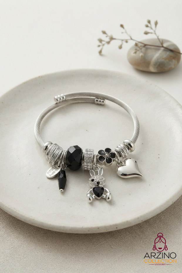 Black Rabbit Charm Bracelet