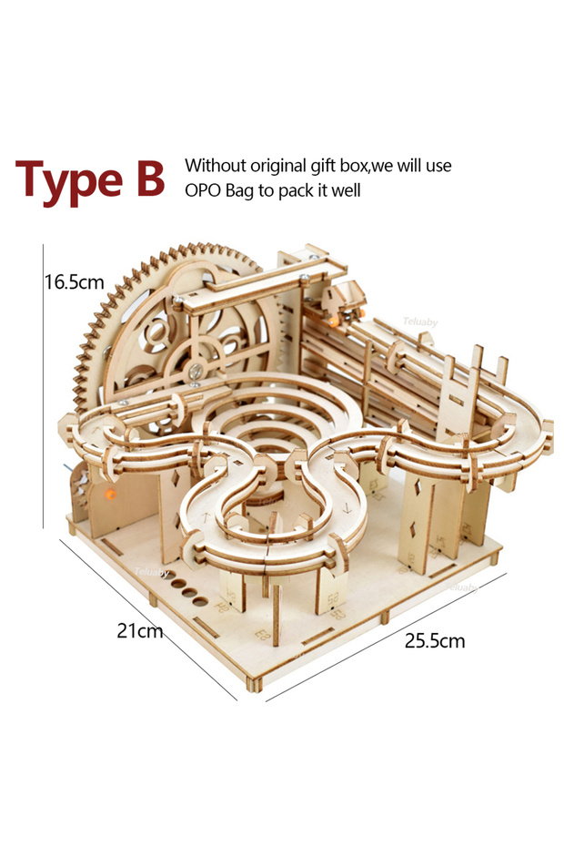 Type B 3d Wooden Puzzle Building Model Kits Marble Runs Mechanical Puzzles Self Assembly Toy STEAM E
