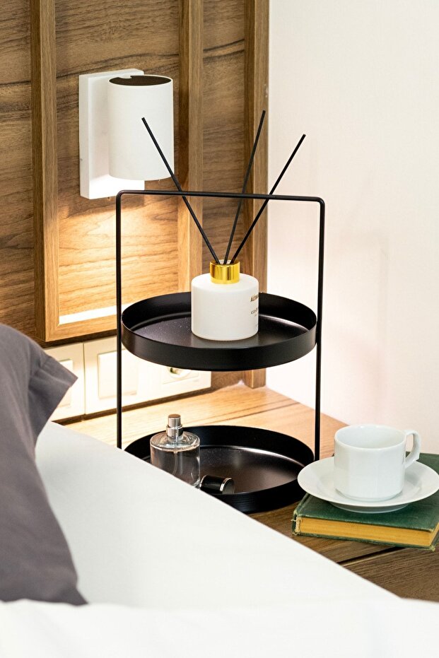 Black 2-Tier Metal Organizer - Multi-Purpose Kitchen and Bathroom Organizer