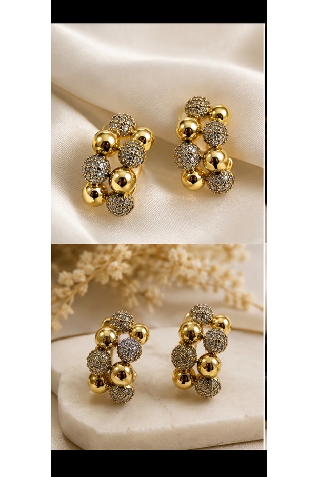 Gold-Silver Color Clip-On Earrings