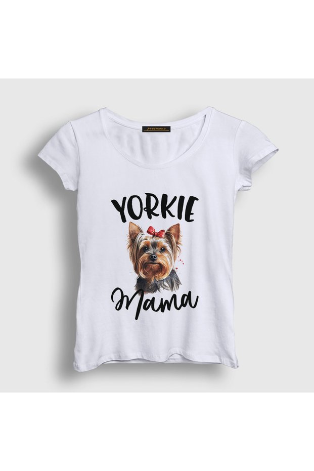 Women's White Yorkie Mama Mom Yorkshire Terrier Mother T-Shirt 556608Tt