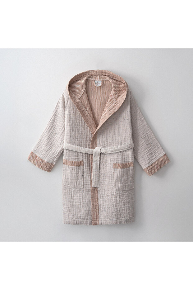 Melinda Children's Bathrobe 100% Organic Cotton Muslin Woven Terra