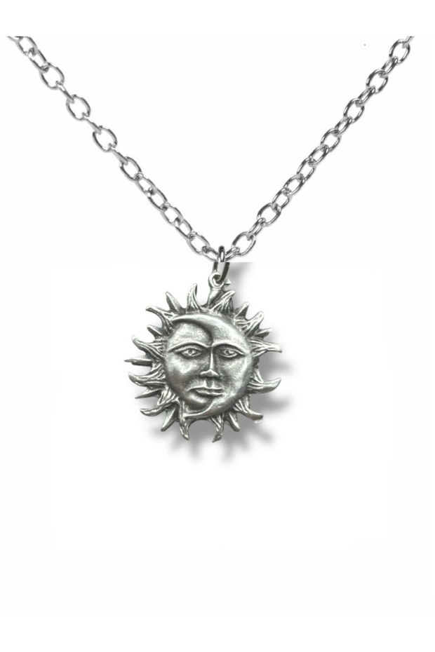Unisex Necklace with Moon and Sun Figures | 60 cm Chain Symbolic Design