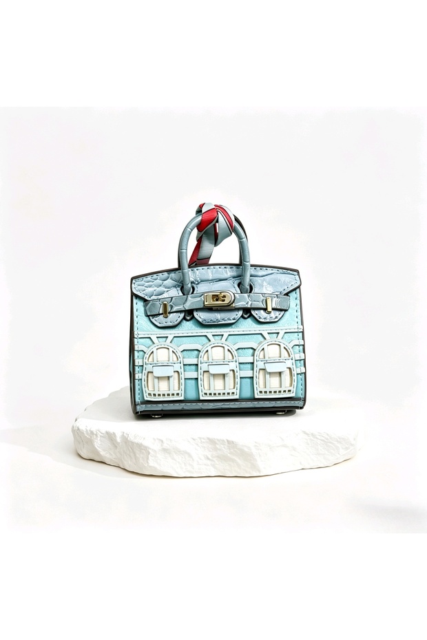 Blue Mini Hanging Small Home Light Luxury New Fashion Decoration Envelope Headphone Leather Purse Le