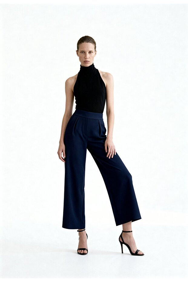 Wide Leg High Waist Trousers with Pockets