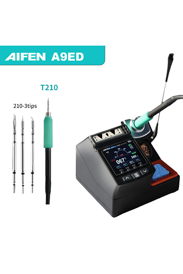 محطة لحام AIFEN A9ED بمقبس أوروبي A9ED-210handle-3tips بقوة 180 واط للحام الإلكتروني مع C210 C24