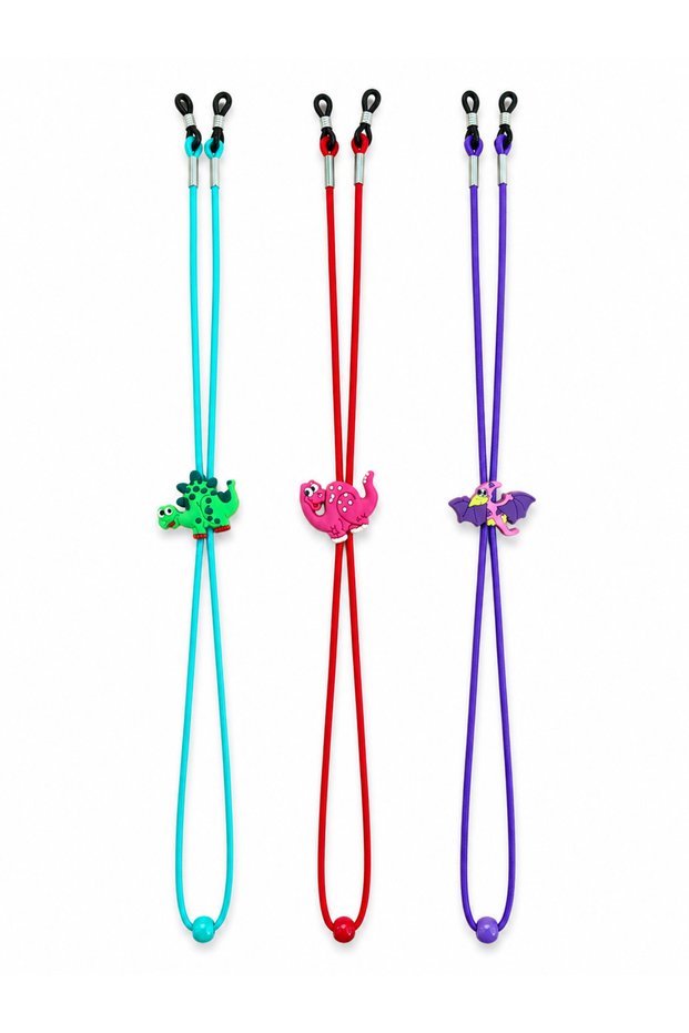 Children's Glasses Cord with Dinosaur Figure - Silicone Non-Slip Adjustable Glasses Strap (1 Piece)