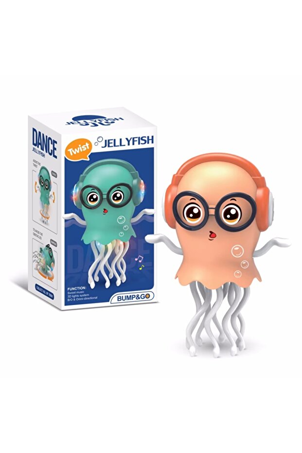 Orange Interactive Dancing Octopus Toy, Smart Auto-Dancing with LED Lights, Obstacle Avoidance Crawl