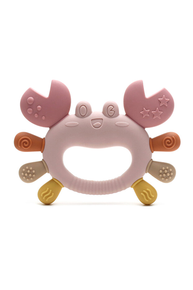moonpie Pink Crab-Shaped Baby Teether Food-Grade Silicone Teething Toy BPA-Free Chillable Infant T