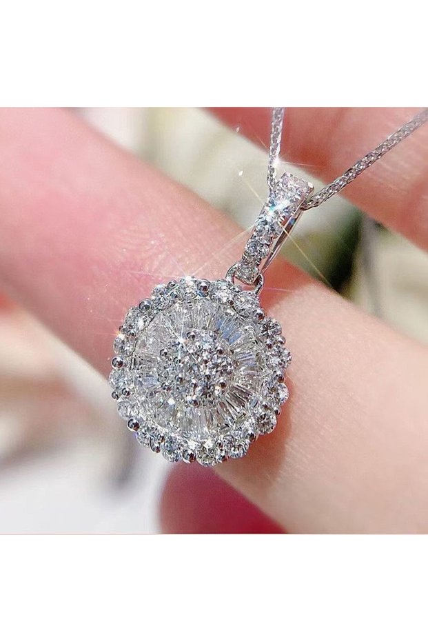 XL697 Huitan Dainty Pendant Necklace with Dazzling CZ Stone Luxury Neck Necklace for Women Wedding P