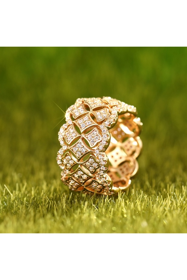 8 H513 Huitan Luxury Two Tone Cubic Zirconia Rings for Women Hollow Out Wide Rings Wedding Party New