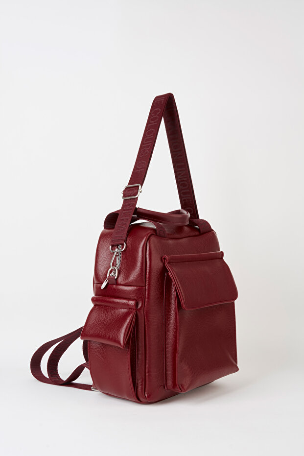 Women's Swan Burgundy Multi-Pocket Zippered & Flap Adjustable Strap Travel & Daily Backpack