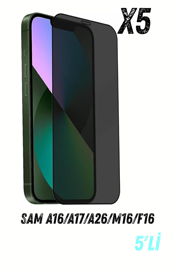 5 قطع من واقي الشاشة SAM A16/a17/a26/m16/f16 Hayalet، زجاج غير قابل للكسر، خصوصية جانبية غير مرئية