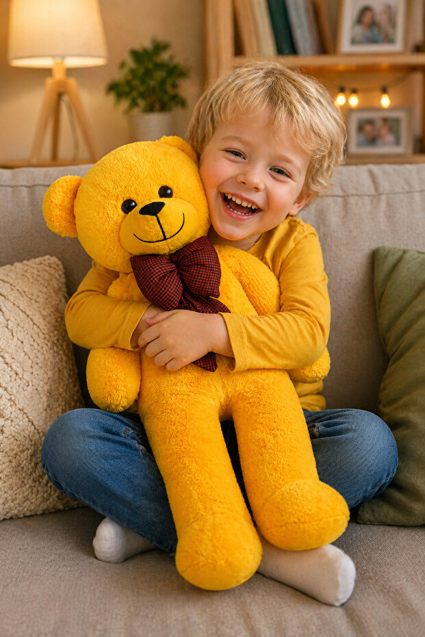 Cute Design 80 cm Plush Teddy Bear with Bow Tie - Safe Toy for Children