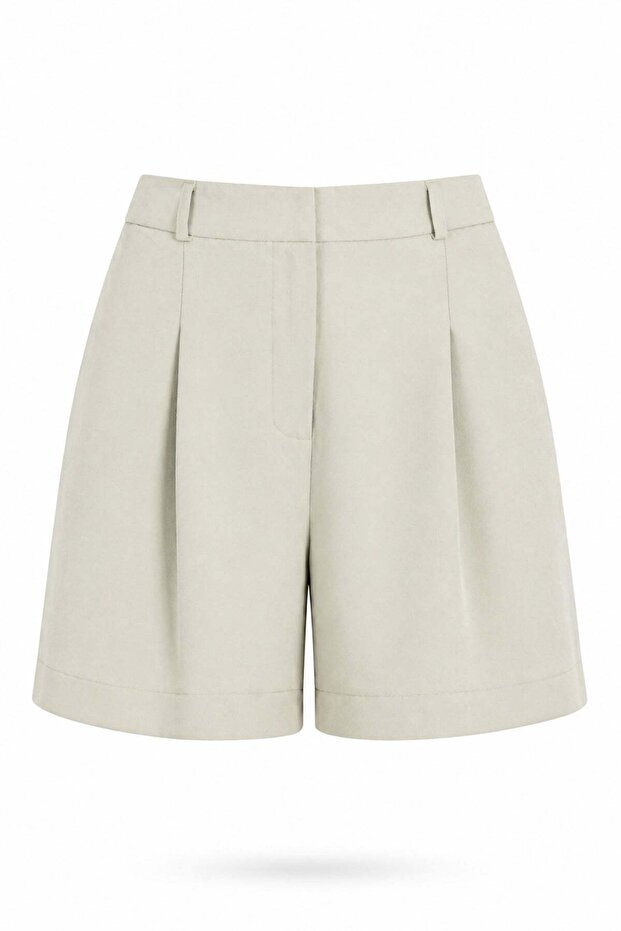 Green High Waist Fabric Shorts 010873