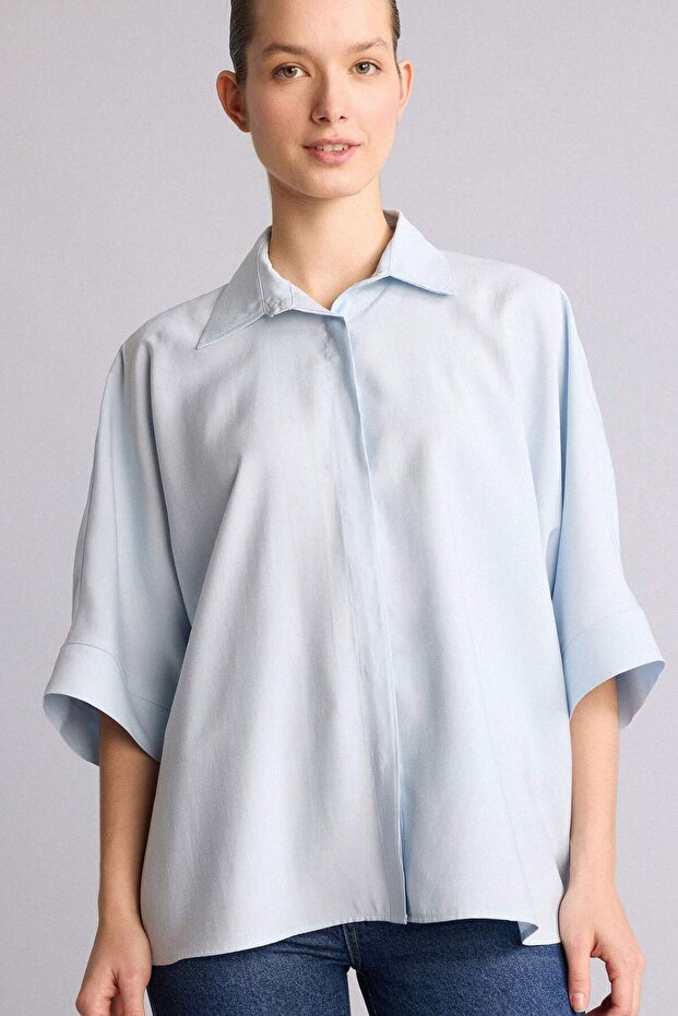 Relax Fit Shirt Collar Modal Short Sleeve Shirt H6069Ax26Sm