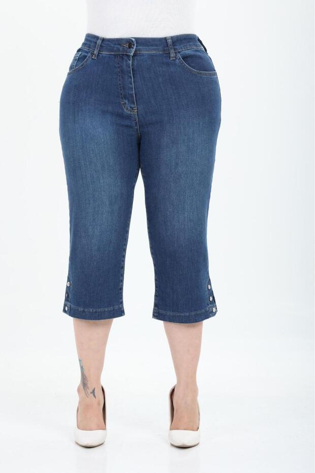 Women's Plus Size Denim Capri Regular Cut High Waist