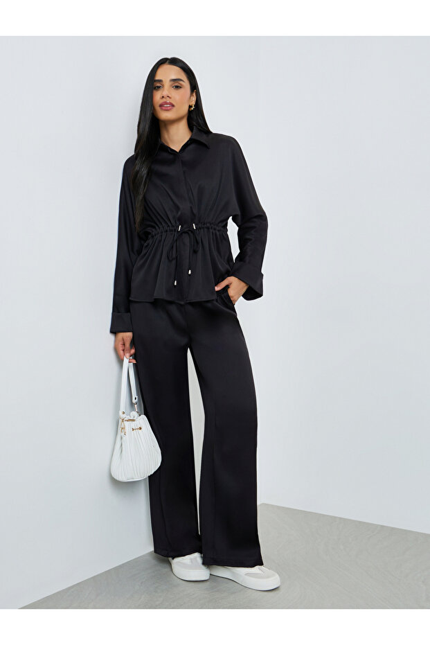 Black Relaxed Fit Utility Shirt and Pants Co-Ords
