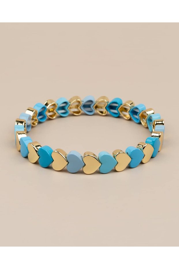 Amoura Gold Transitional Row Minimal Heart Porcelain Coated Elastic Bracelet