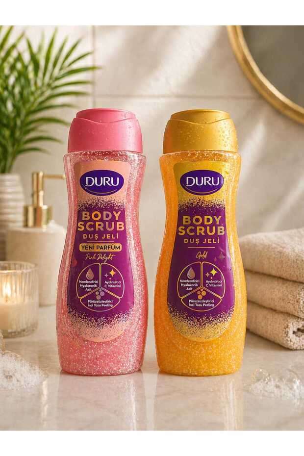 Body Scrub Shower Gel / Pink Delight 650 ml + Gold 650 ml / Large Size