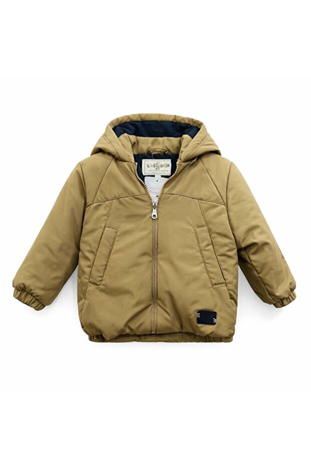 Nk baby boy hooded jacket with fleece lining 1-4 years camel