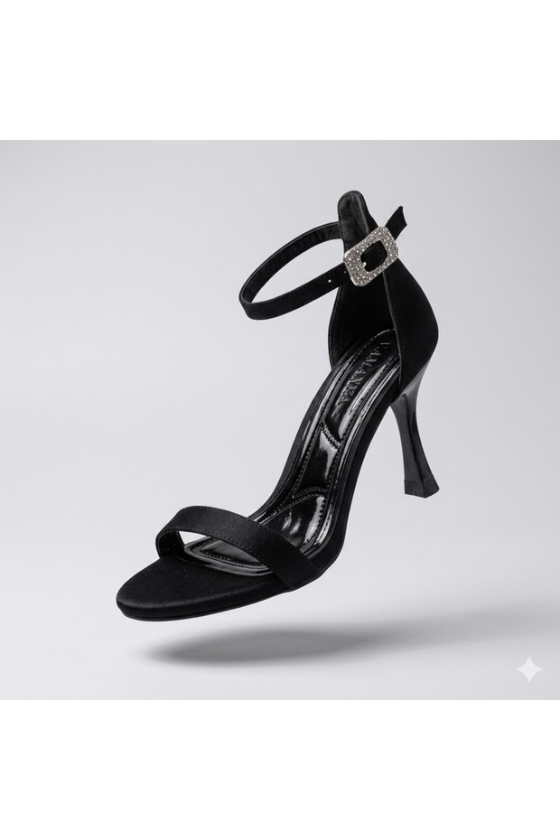 (Özmaçan) Single Band Women's Heeled Sandals Black