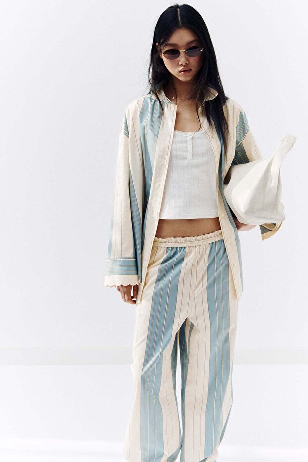 Loose-fit poplin trousers