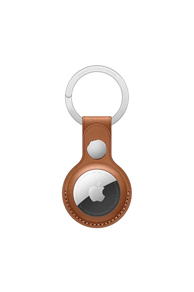 AirTag Leather Key Ring - Saddle Brown
