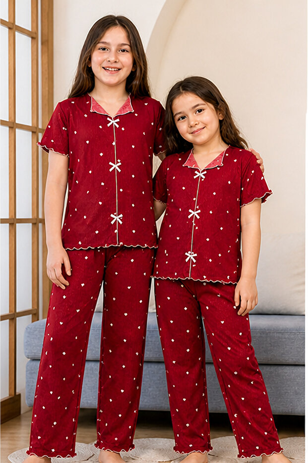 Cotton Summer Half Sleeve Stylish Bow Design Children's Pajama Set