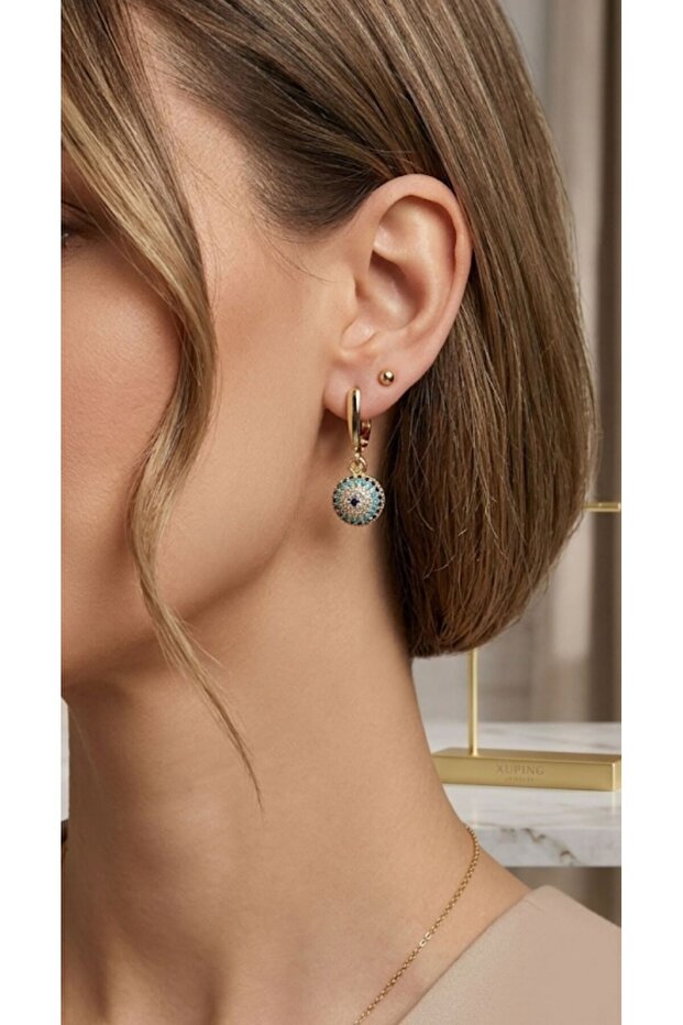 Xuping Top Nazar Beaded Dangle Earrings
