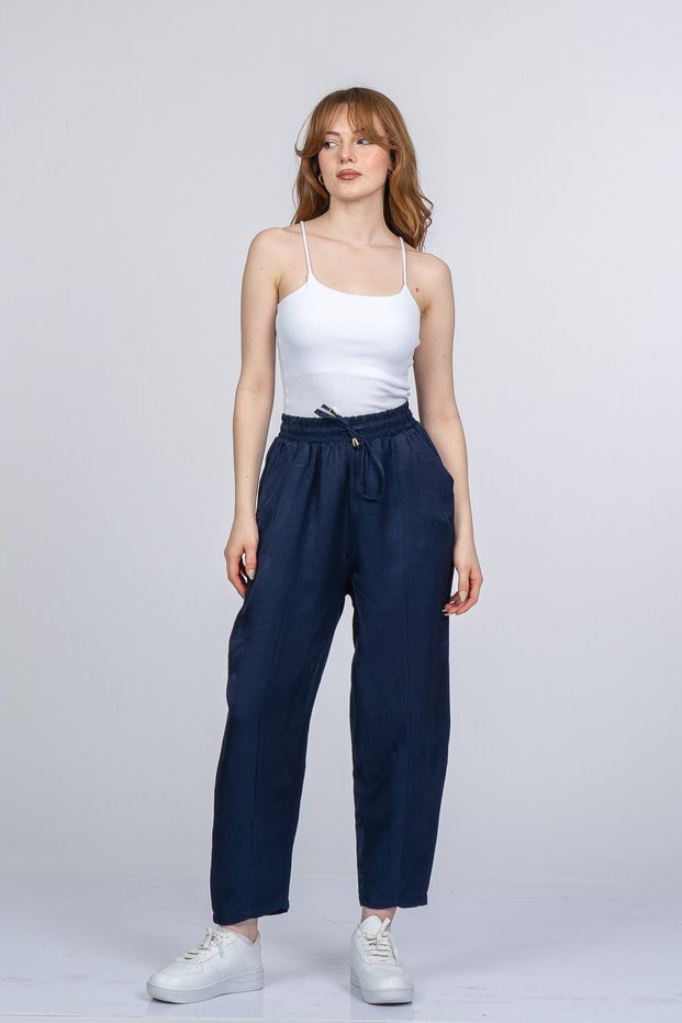 Women's Summer Laci Orielle Elastic Waist Ankle Length Trousers Stylish Daily Comfortable 30388