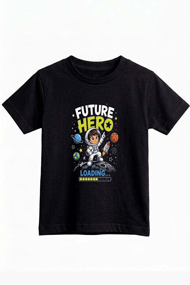 Children's Astronaut Printed Crew Neck Short Sleeve T-Shirt