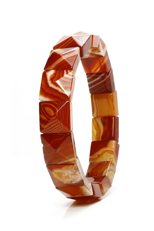 Original Agate Stone Bracelet | Pyramid Cut Moire Natural Stone Luxury Jewelry