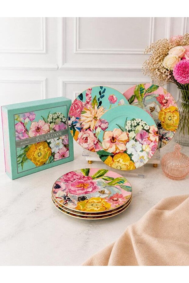 Porcelain Cake Plate Set of 6 19 cm Full Bloom