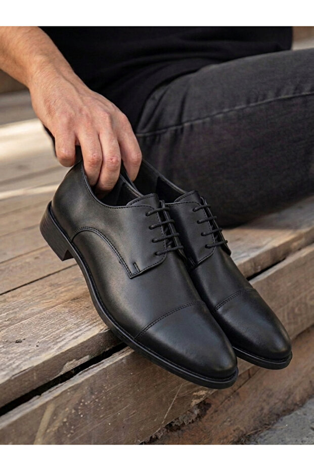 Harun Ozil 9921 Black Genuine Leather Comfortable Daily Men's Classic Shoes