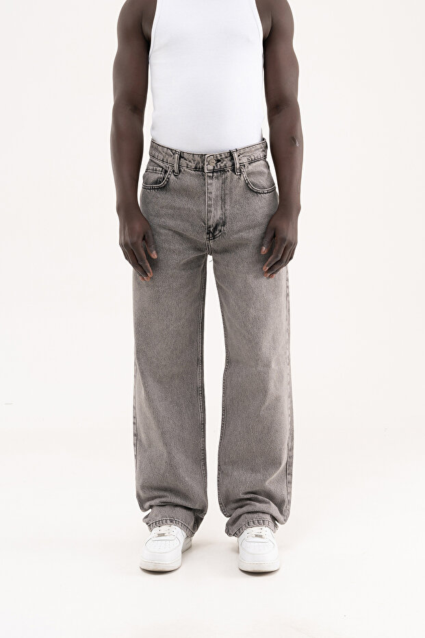Men's Effect Baggy Jean Trousers Gray