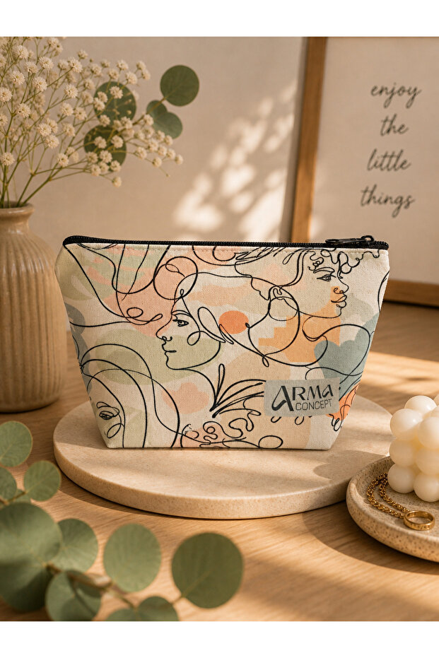 Patterned Liquid-Proof Cotton Makeup Bag 14X24Cm