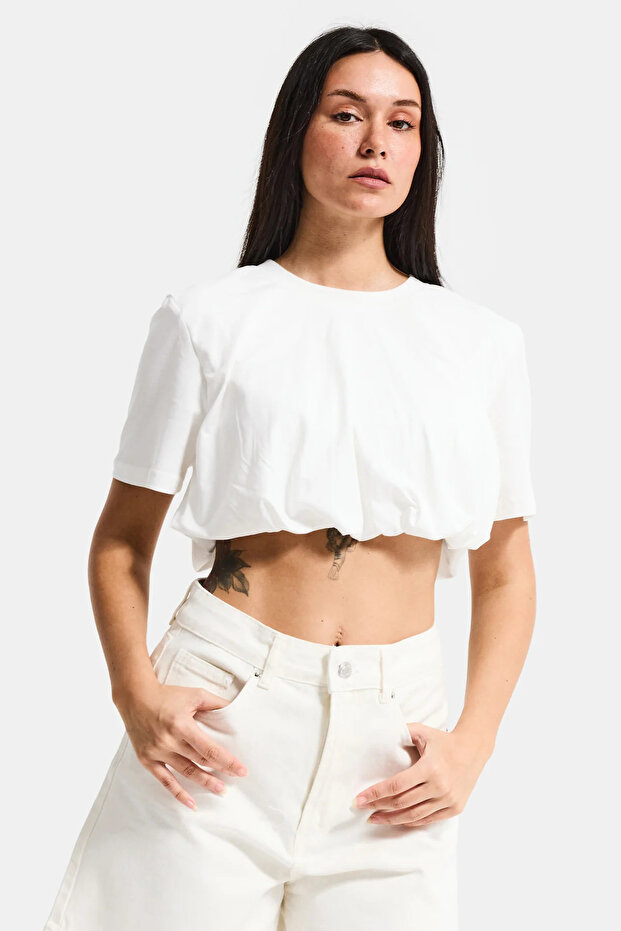 İts Basic Women's Crop Balloon Fit T-Shirt