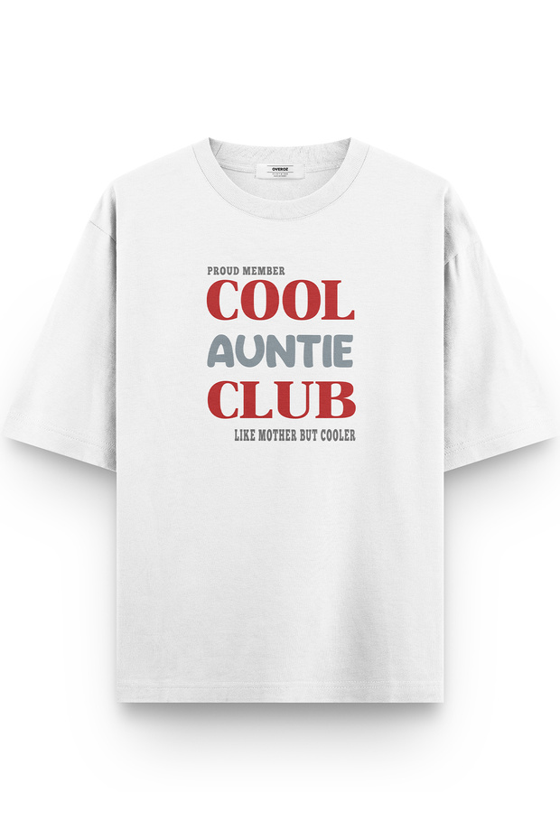 Cool Auntie Auntie Written Semi-Oversize T-Shirt Baby Shower White T-Shirt Party Tshirt 1416