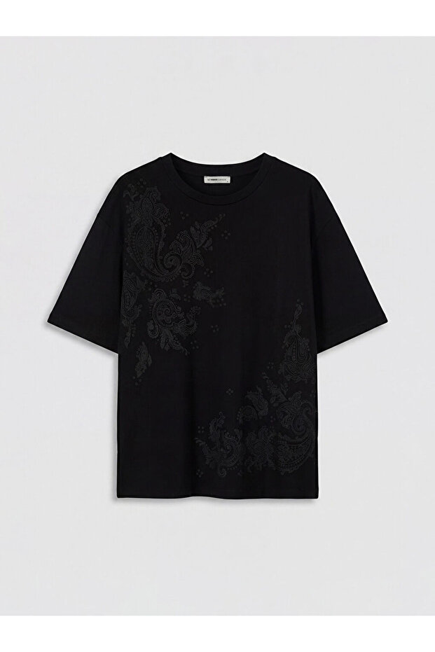 Crew Neck Patterned Blouse - 4
