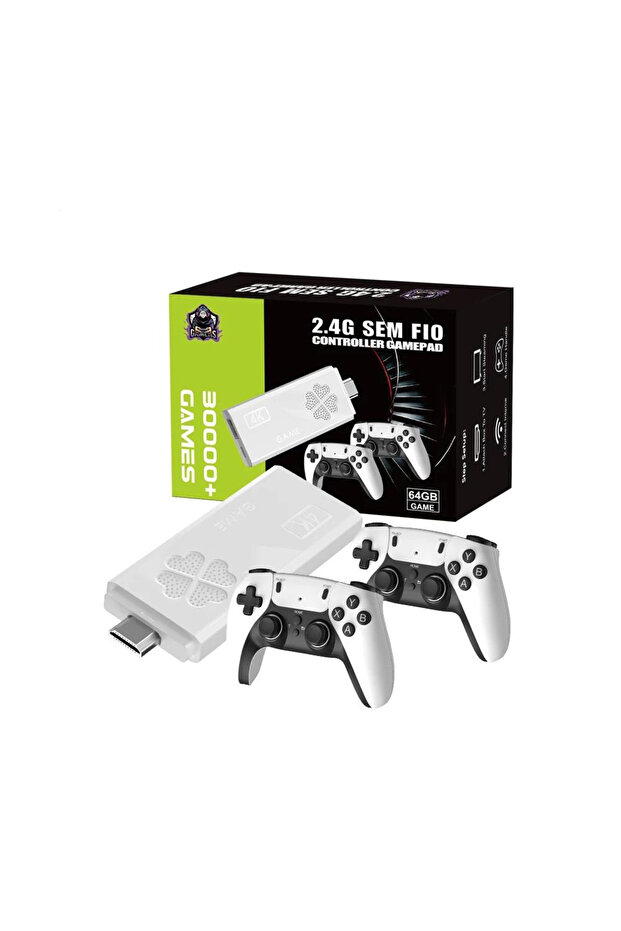 4K Retro Gaming Stick Console with 30,000+ Games & Dual Wireless Controllers Plug and Play