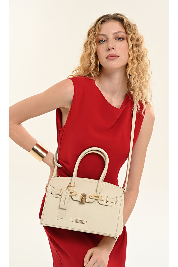 Women's White Faux Leather Adjustable Strap Zippered Shoulder Bag